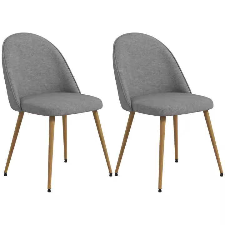 HOMCOM Pack de 2 Sillas de Comedor Sillas de Cocina Tapizadas de Tela de Lino con Patas de Acero para Salón Dormitorio Carga 120 kg 50x52x83 cm - 1