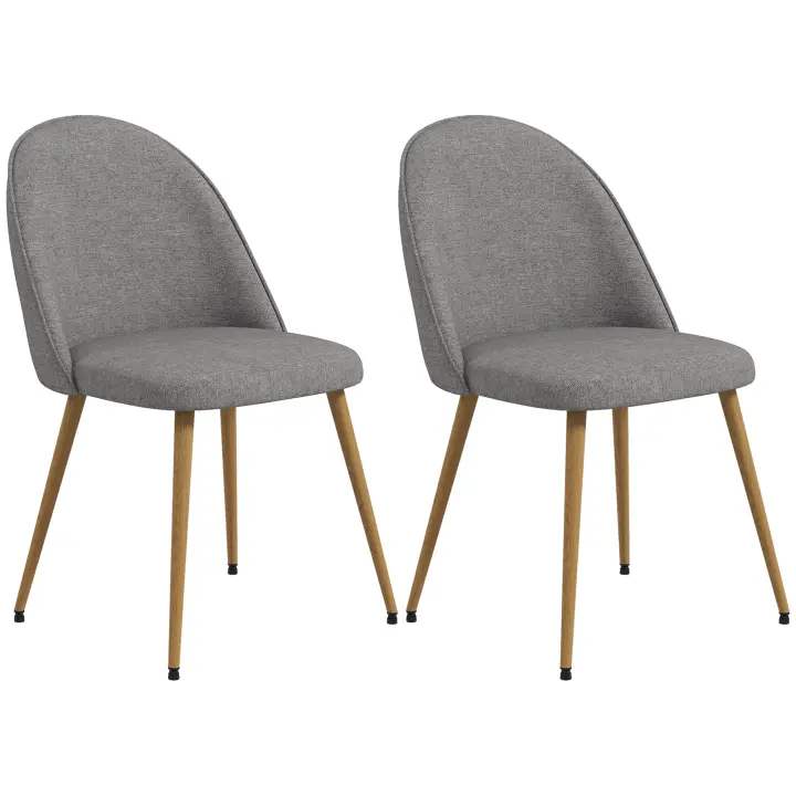 HOMCOM Pack de 2 Sillas de Comedor Sillas de Cocina Tapizadas de Tela de Lino con Patas de Acero para Salón Dormitorio Carga 120 kg 50x52x83 cm - 1