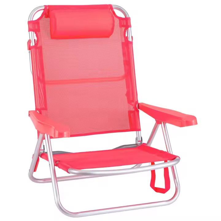 Silla de playa baja con cojín y reclinable 4 posiciones convertible en tumbona Lola Home - 1