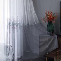 Cortina Francesa Con Bordado Florido Para Dormitorio Estilo Princesa Ventana Translúcida De Poliéster 100% Un Panel - details 1