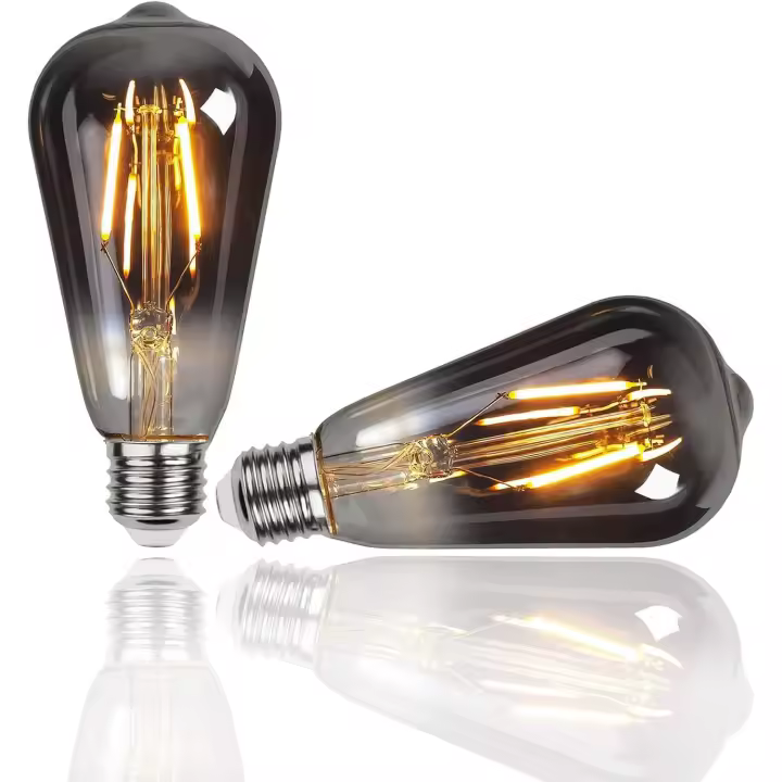 Bombilla Edison, 2 piezas E27 ST64 4W LED, bombilla vintage, lámpara decorativa, bombillas de filamento retro, bombilla antigua, blanco cálido para restaurantes, cafeterías, ventanas, salas de exposición, bombillas incandescentes [Clase energética G] - 1