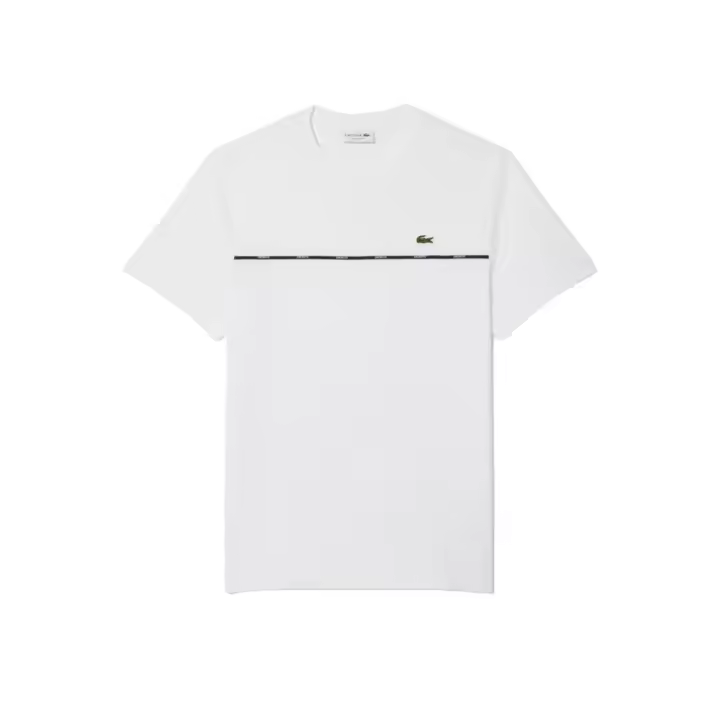Camiseta Blanca Lacoste Blanc De Punto Jersey De Algodón Con Ribete De Lacoste - 1