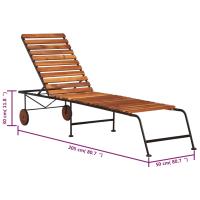 vidaXL Tumbona ajustable de madera maciza de acacia y patas de acero Sillas de Exterior Ideal para jardín, playa, piscina, terraza Tumbona Piscina Tumbonas Playa Tumbonas Jardín Exterior - details 5
