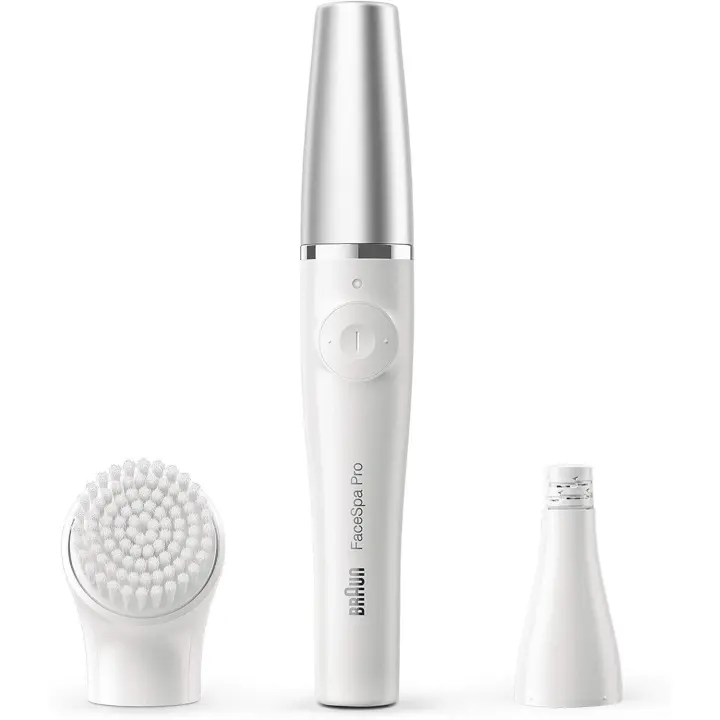 Braun FACESPA-PRO910 - Depiladora Facial y Cepillo de Limpieza Facial - Blanco Plateado - 1