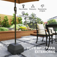 Outsunny Base para Sombrilla Soporte para Parasol Pie para Sombrilla Rellenable con Agua 20L o Arena 24kg para Jardín Terraza Negro - details 2