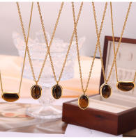 Collar De Acero Inoxidable Con Colgante De Ojo De Tigre Para Hombres Y Mujeres Resistente Al Agua Cadena De Cuello Para Parejas Joyería Moda Para Fiestas - details 6