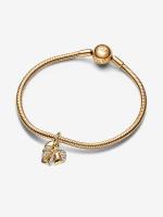 Pandora - Charm Colgante de hoja de Monstera brilliantly-Baño de Oro de 14K - details 1