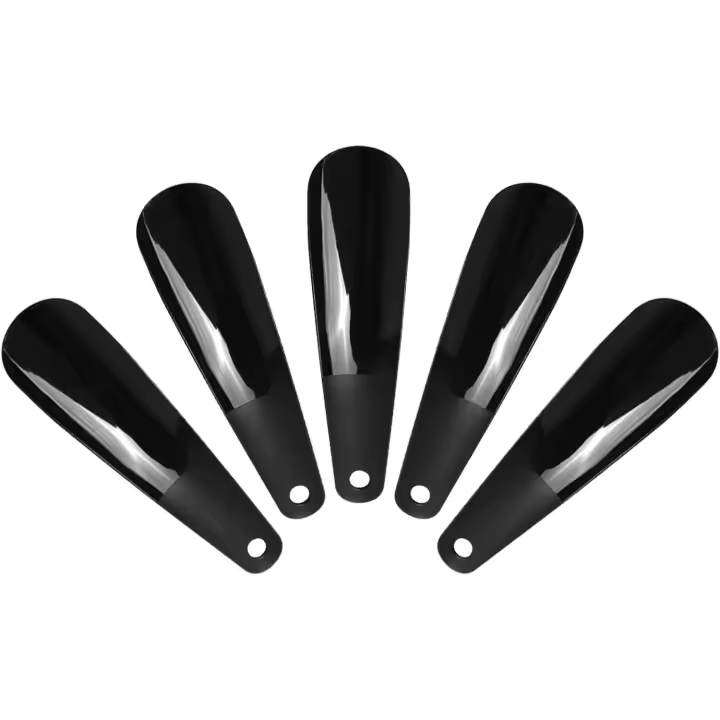 5 PCS Calzadores de plástico Calzador negro Cómodo uso Ayudante de calzado Calzador pequeño Ayuda para vestirse para hombres, mujeres, niños, personas mayores con gancho, fácil de transportar - 1