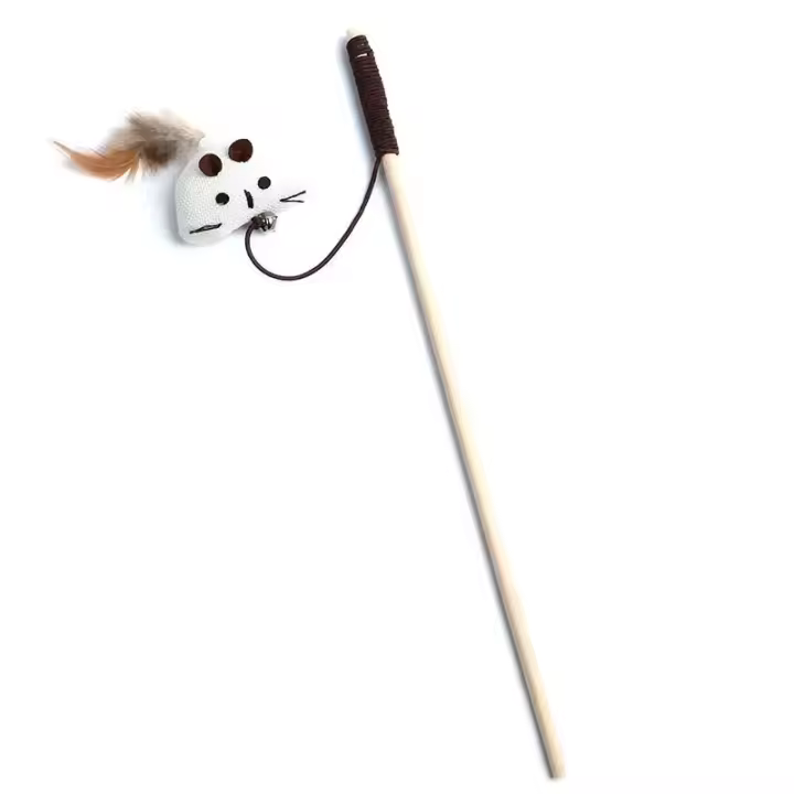 Juguete Interactivo Para Gatos 1PC Varita De Madera Con Plumas Colores Variados Divertido Teaser Para Gatos Juguetes Para Mascotas - 1