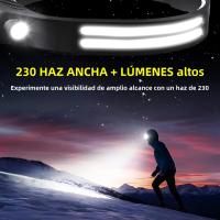 Lámpara Frontal LED+COB Con Sensor 5 Modos De Iluminación Recargable Batería Integrada 1200mAh Impermeable Linterna De Trabajo Para Camping Caza Senderismo Pesca Correr - details 2