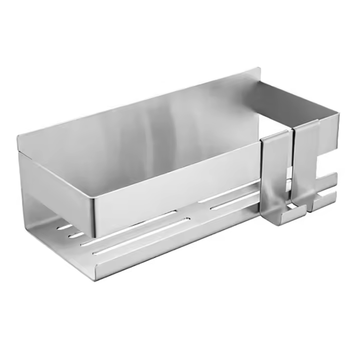 Estante De Ducha De Acero Inoxidable Sin Perforar Organizador De Baño Y Cocina Con Gancho Montado En La Pared Caddy De Malla - 1