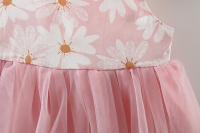 Falda De Malla Con Tirantes Colgantes De Flor Para Niñas Verano Estilo Princesa Casual Poliéster Sin Mangas Longitud De Rodilla Ropa De Verano Para Niñas - details 9