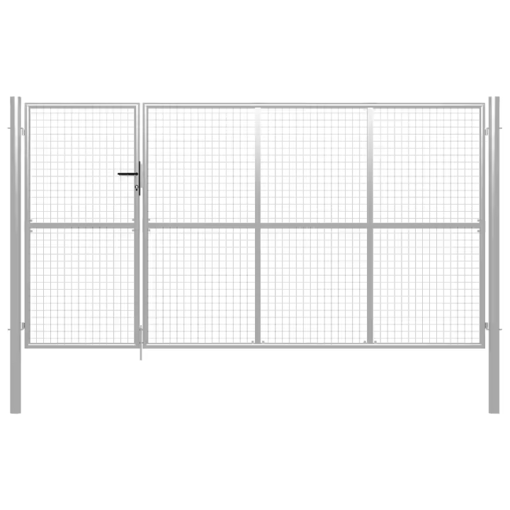 vidaXL Puerta de jardín de acero plateado 350x150 cm - 1