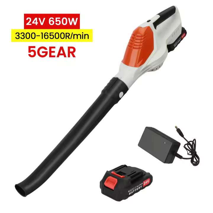 Soplador de hojas inalámbrico eléctrico 21V con 1 baterías  , 5 velocidades ajustables, , para jardín, cuidado del césped, patio, jardín, para soplar hojas, nieve y polvo - 1