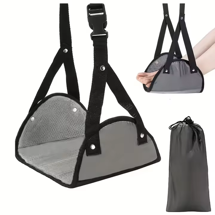 Soporte De Pie De Avión Con Correa Ajustable Hamaca Portátil Accesorios De Viaje Perfectos Para Relajarse En El Transporte - 1
