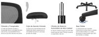 SONGMICS Silla de Malla Giratoria, Altura y Reposapiés Regulables, Silla de Dibujo Ergonómica, Silla de Oficina sin Reposabrazos, Asiento de Tela, Carga máxima de 120 kg, Negro - details 2
