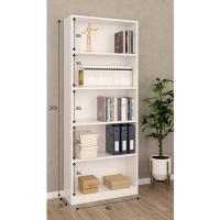 Meimon Estantería alta ESTIL de 5 baldas fijas en tablero de partículas melaminizado tipo E1 (18 mm), con trasera MDF lacado, cantos en PVC, tacos ABS protectores, acabado Blanco Artik, soporte total 50 kg, medidas 201x80x28 cm, diseño robusto y funcional - details 3