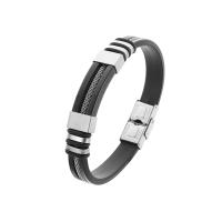 Pulsera De Acero Inoxidable Para Hombre Cadena De Pulsera De Silicona Con Encaje De Ruina Negra Estilo Punk Casual Y Elegante - details 4