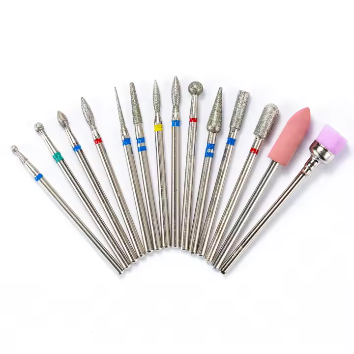 Juego De 14 Piezas De Brocas Para Uñas Con Diamante Accesorios De Manicura Para Pintura De Uñas De Gel Y Arte De Uñas Herramienta De Grabado De Uñas - 1