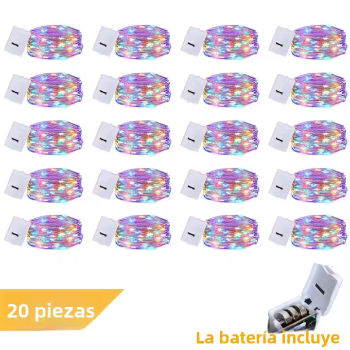 20 Pack Luces De Hilo De Hada 30LED 3M De Cobre Plateado Luzes Electrónicas Al Accion De Pilas Para Decoración De Bodas Fiestas Navidad - 1