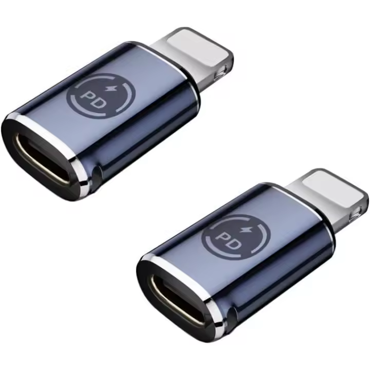 Paquete de 2 adaptadores tipo C hembra a macho Lightningcompatible con PD de 27 Wcompatible con teléfono 12/11/8 X Max pad Air Tipo C carga compatible con transmisión de datos - 1