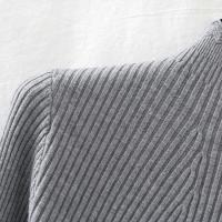 Suéter De Mujer Con Volantes Y Cuello Bajo Largo Manga Larga Tejido Básico Solido Rayado Para Otoño Invierno Top Casual - details 12