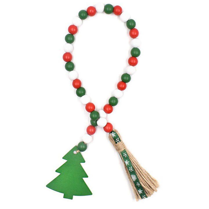 Campana del árbol de Navidad Anillo de flores con cuentas de madera ...