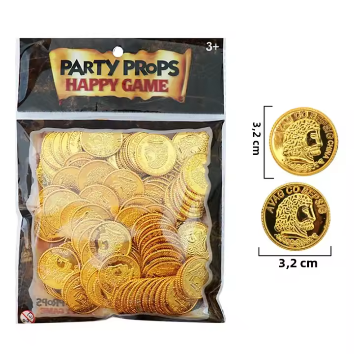 100pcs Fichas De Poker De Casino Doradas Plásticas Juego De Tesoro Español Monedas De Juego No Moneda Real Originales De China - 1