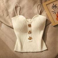 1 Pieza Camiseta De Hombro Halter Pequeña Y Elegante Para Verano Para Mujer Deporte Yoga Transpirable Tejido En Punto Sin Cierre - details 7