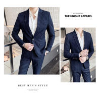 Traje De Moda Para Hombre Slim Fit Con Rayas Conjunto De Dos Piezas Casual Y Negocios Pantalones Y Chaqueta Para Primavera Y Otoño - details 9