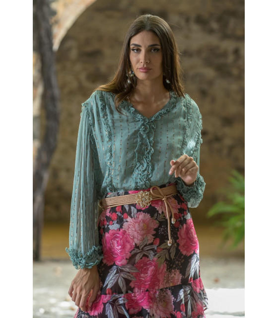 Top Primavera Verde Agua Sunset And Moon  Pt0267D