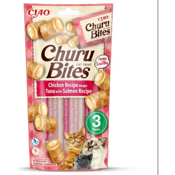 Pack de 3  Churu Bites Bocaditos Receta De Atún Con Salmón Para Gatos 3X10gr - 1