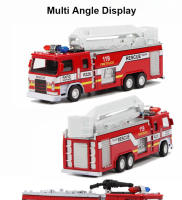 Camión De Bomberos De Escala 1:32 Juguete De Coche De Metal Con Ruedas De Goma Música Luz Función Retroalimentada Tanque De Agua Regalo Para Niños - details 7