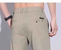 Pantalones Casuales Para Hombre De Seda Helada Verano Alta Elasticidad Suave Cómodo Negocios Rectos De Alta Calidad Talla Mediana Color Caqui - details 18