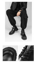Zapatos De Cuero Para Hombre Estilo Británico Verano/Otoño Con Cordones Casual Plataforma Antideslizante Punta Redonda Zapatillas Hombre - details 2