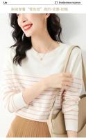 Suéter De Punto Para Mujer 2025 Estilo Oficina Lady Con Rayas Cuello Redondo Manga Larga Suéter Caliente Y Suave Para Todas Las Estaciones - details 11