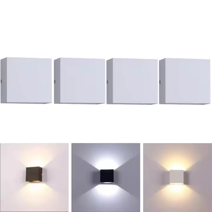 4 piezas, Lámpara LED de pared para interiores, iluminación moderna de aluminio para sala de estar, dormitorio y baño, 6W - 1