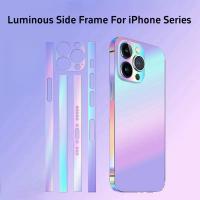 Protector De Pantalla Luminoso Con Marco Para iPhone 16 15 pro Max 14 plus 13 12 Mini Protector De Borde De Color Para iPhone 16 pro Max iPhone 16 pro - details 0
