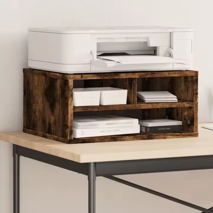vidaXL Soporte impresora madera ingeniería roble ahumado 49x40x22,5 cm - 1