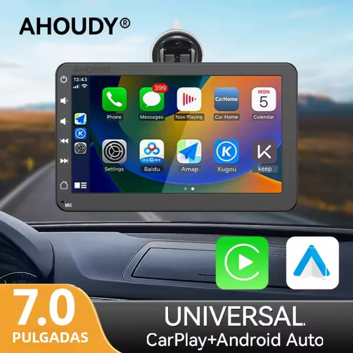 Ahoudy Universal 7 Pulgadas Reproductor Multimedia De Coche Con CarPlay Inalámbrico Y Android Auto Pantalla Táctil AUX FM USB Para Todas Las Marcas De Coche - 1