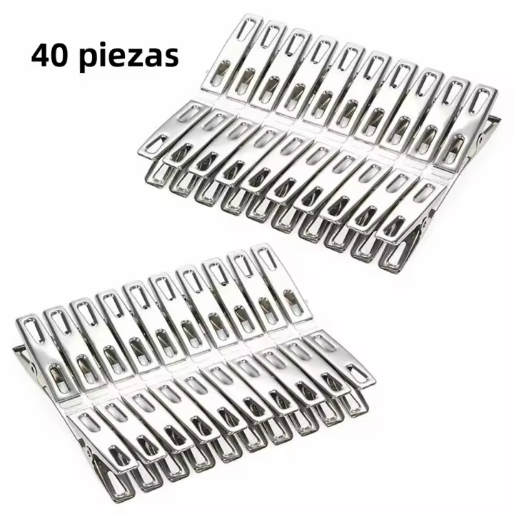 20/40 Pcs Pinzas De Ropa De Acero Inoxidable Para Línea De Secado Resistentes Al Viento Metálicas Clavos Para Colgar Ropa - 1