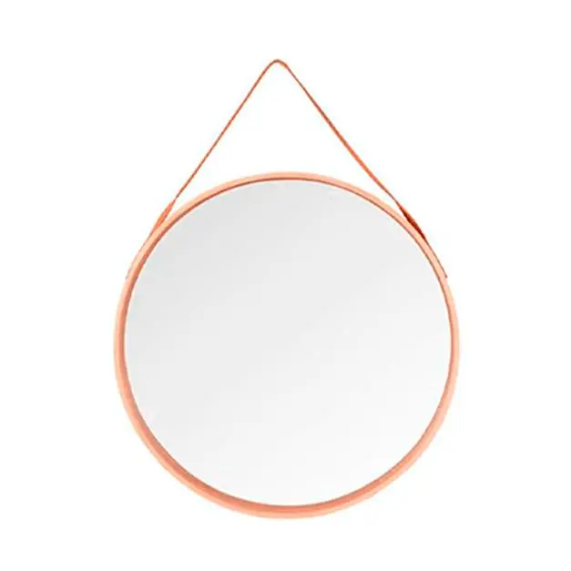 MIRAMAX -Espejo redondo asa polipiel bronce peqespejo de baño, espejo de baño, decoración de baño, espejo colgante adecuado para vestidor, tocador, sala de estar,3 x 45 x 45 cm. - 1