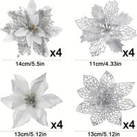8/16Pcs/set Flores De Navidad Con Brillo Decoraciones De Árbol De Navidad Para El Hogar Flores Artificiales Xmas Adornos Decoración De Año Nuevo - details 10