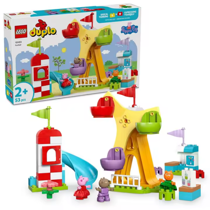 LEGO 10453 DUPLO Peppa Pig Feria Parque de Atracciones, Set de Construcción de Juguetes, Ayuda a Desarrollar Habilidades Motrices y de Clasificación, para Bebés de 2 Años o Más - 1