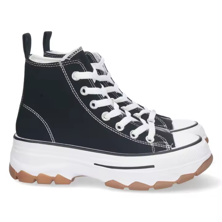 Zapatillas de lona abotinadas suela plataforma mujer color negro - 1