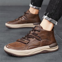 Botas De Cuero Para Hombre Casual Transpirables Antideslizantes Alta Top Non-slip Zapatos De Caminar Comodidad Interior Talla Verdadera - details 5