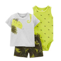 Nueva ropa infantil de verano para niños, bebés y niños pequeños, pantalones cortos de manga corta, camisetas, trajes de tres piezas. - details 13