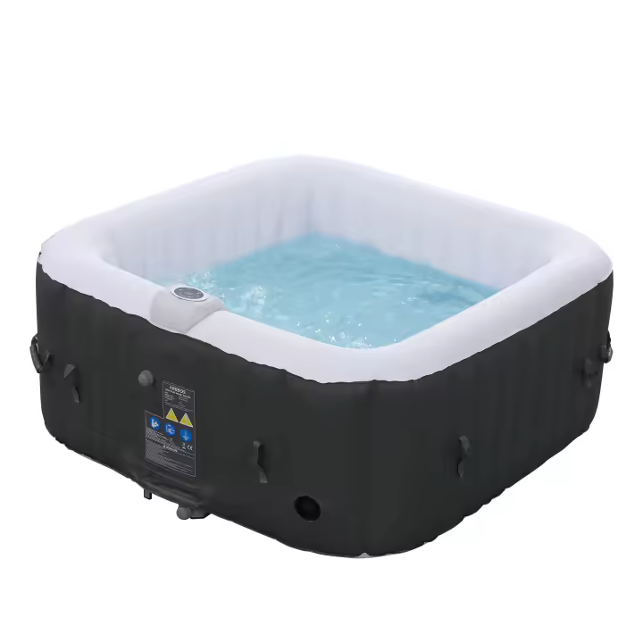 Arebos Spa Hinchable Bañera de Hidromasaje | Cuadrada | Interior y Exterior | 154x154cm | 4 Personas | 130 Chorros de Masaje | 600 L - 1
