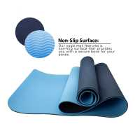 Ociodual Esterilla Yoga antideslizante con Correa de hombro y Bolsa de Transporte, Pilates, Fitness, Yoga mat, TPE Ecológico + Algodón, Colchoneta gimnasia, Azul Claro/Oscuro, 183cm X61cm X6mm - details 3