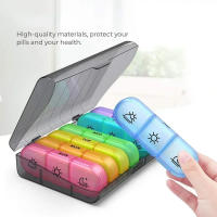 Estuche De Medicamentos Portátil Para Viajes Cortos Con Compartimentos Secretos Capacidad Para 7 Días Material Ecológico Plástico Rectangular - details 4